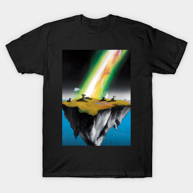 Flying Island Outer Space T-Shirt by maxcode